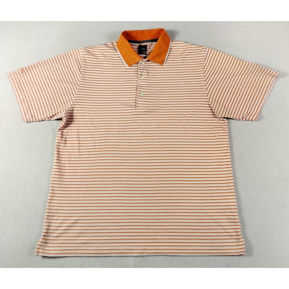 Page & Tuttle Cool Swing Polo Shirt Mens XL Orange Stripe Eagles Landing Golf